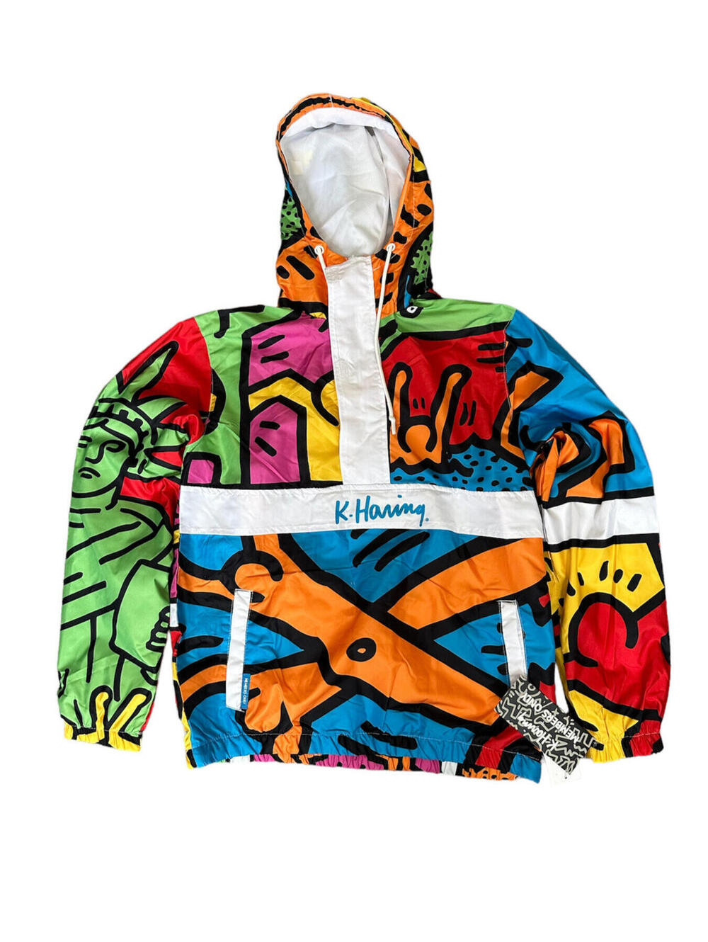 Members Only Keith Haring Windbreaker Jacket Multicolor Men’s Size Small New